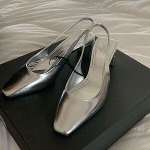 New Zara Silver Slingbacks | Size 8